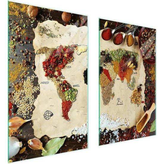 TMK ArtDeko TMK, Snijplank Glas 40x30 Met Motief Kruiden Zwarte Snijplaat Fornuisafdekplaat Decoratief Glas