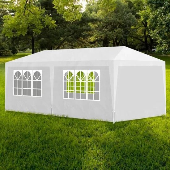🎋8286Haute qualité- Tente Réception Pavillon Tonnelle de jardin - Tente Pavillon Jardin Extérieur Barnum Chapiteau 3 x 6 m Blanc