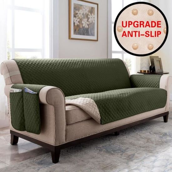Army Green-Chair (58x193cm) -Housse de canapé inclinable, élastique, imperméable, matelassé, pour protéger les animaux domestiques,