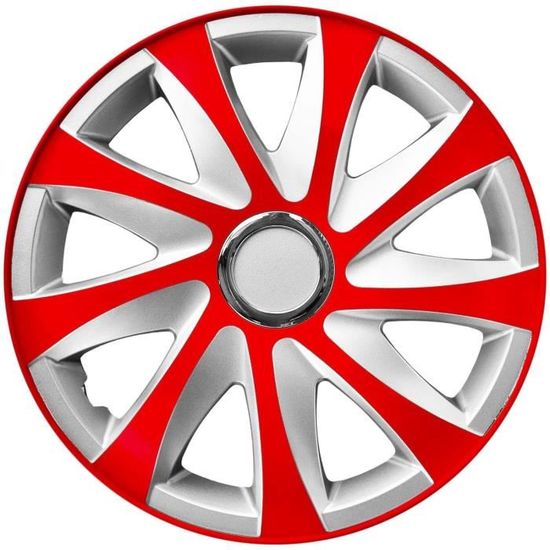 Enjoliveurs de roue - set complet de 4 pièces - NRM Drift Extra - rouge / argent - 15"