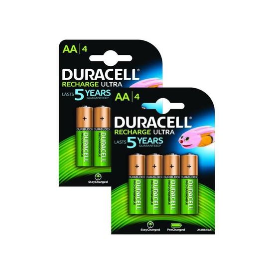 Les piles AA de Duracell- versions traditionnelles ou rechargeables