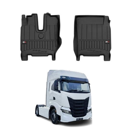Tapis De Sol Pour IVECO S-WAY à Partir De 2024 (gauche) - Noir/bleu, 3 Couches, Facile à Nettoyer