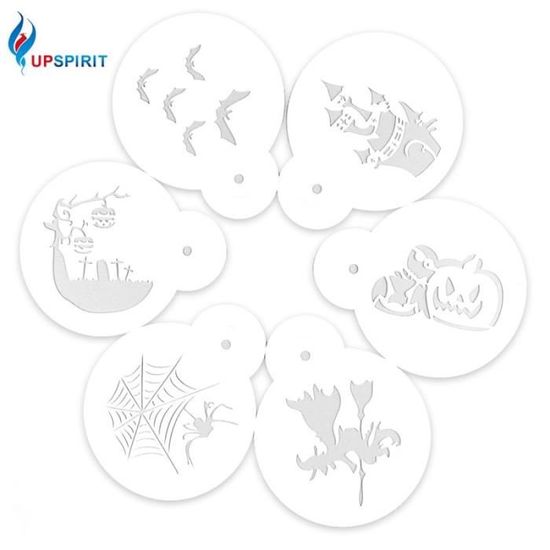 6 Pochoirs Halloween Réutilisables (25x25 Cm) - Fantôme, Citrouille... - Pour Peinture Mur, Bois, Toile