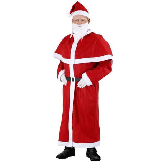 Costume de Père Noël - DEUBA - Ensemble complet 5 pièces avec barbe et ceinture - Adulte Rouge