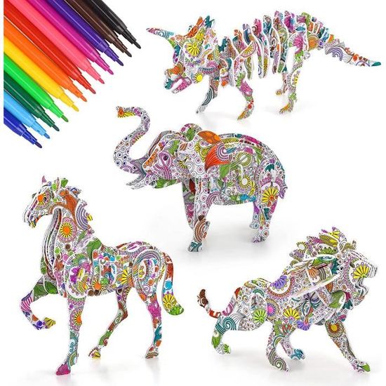 Puzzle 3D GENERIQUE Puzzle 3D en bois animal pour adultes et enfants _  Multicolore