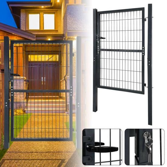 Portail De Clôture En Lattis Schwanfeld® - 90x100cm | Bois Certifié FSC | Résistant Aux Intempéries | Charnières Incluses