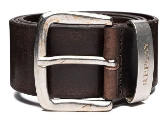Ceinture Replay En Cuir Clouté - Marron Foncé - Taille 32/34 - Occasion Excellent État