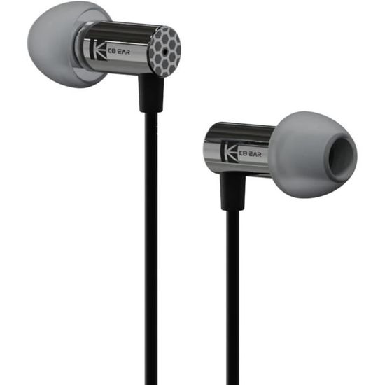 KBEAR KS2 Écouteurs Intra-Auriculaires HiFi - Hybride 1BA + 1DD, Câble Détachable Avec Micro - Noir