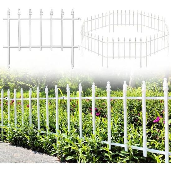 Clôture Jardin Décorative Thealyn - 5 Panneaux Noir 45x50 Cm - Longueur Totale 2.5m - Métal Anti-Rouille - Sans Creusage