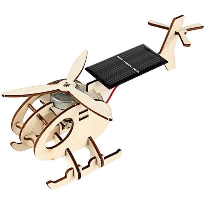 En bois Avion Energie Solaire Jouet Artisanat DIY Modèle Assemblage Construction Avion Puzzle Kit Mini-Avion Cadeau pour Enfants Ad