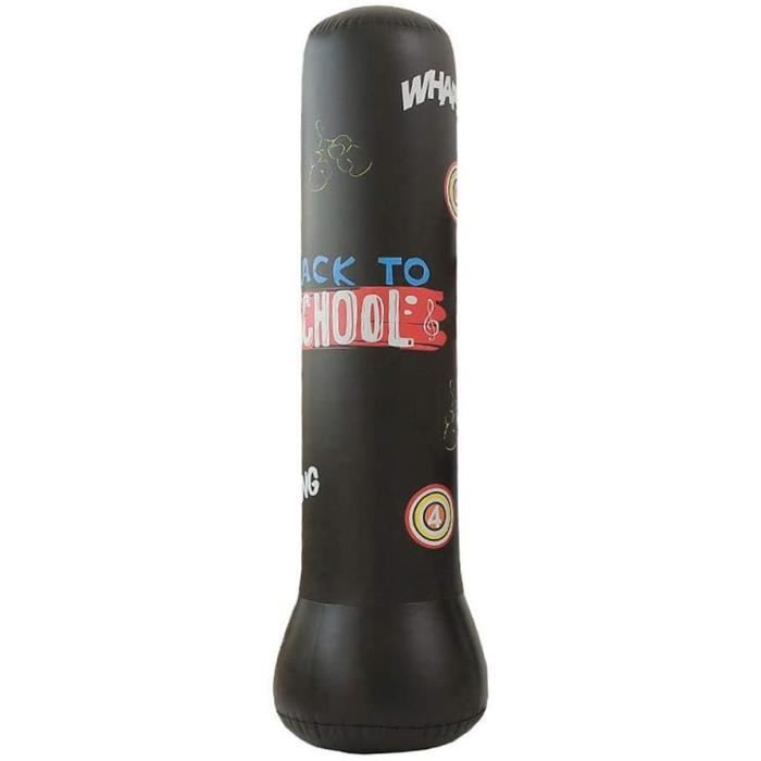 160CM Punching Ball Gonflable pour Adulte Enfants, Sac De Boxe Gonflable, Sacs De Frappe Lourds, Sac De Frappe Boxe sur Pied, Noir