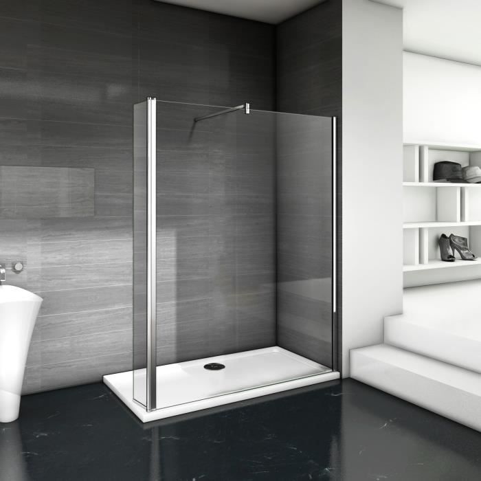 Paroi de douche avec volet pivotant 50+40x200cm modèle d' Itaroi avec une barre carrée 140cm
