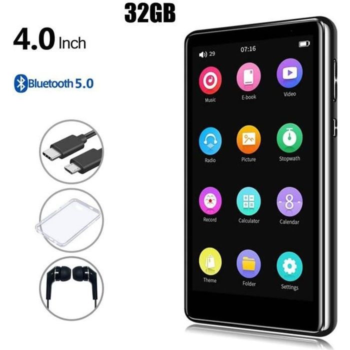 SOTEFE® 16Go Lecteur MP4/MP3 Bluetooth 4.2 ÈcranTactil Lecteur MP4 Enfant Radio FM MP4 Vidéo Musique Hi-FI Son Super