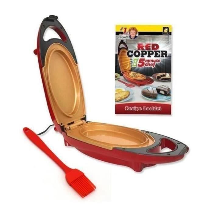 Minute Cooker + Spatule - Cuiseur électrique avec surface anti-adhésive en céramique renforcée - Crêpes, omelette, plaque de cuiss
