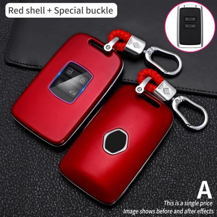 Coque clé,Étui pour clé télécommande en Fiber de carbone, pour voiture Renault Megane Koleos, Kadjar, Talisman - Type Rouge