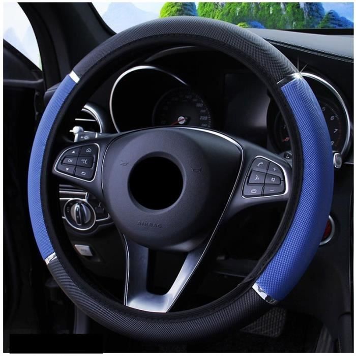Couvre volant,Housses de direction de voiture en cuir PU antidérapant, pour Renault Laguna 2, Captur, Fluence, mégane 2 - Type Bleu
