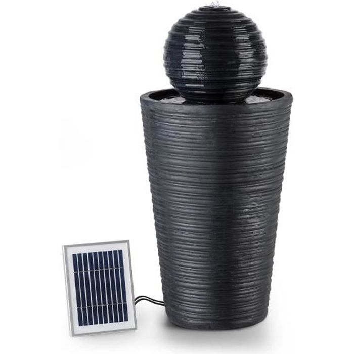 Blumfeldt Liquitorre Fontaine de jardin avec éclairage LED - alimenation solaire ou sur batterie - en polyrésine