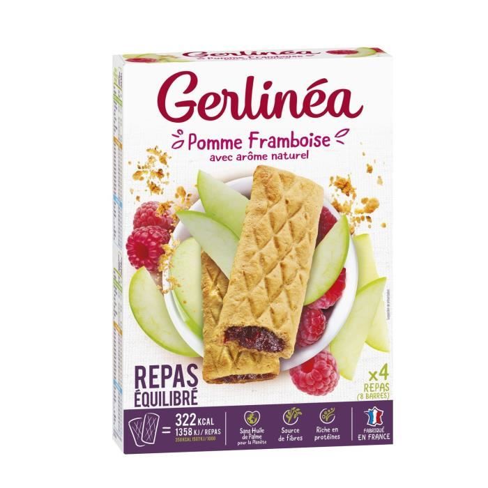 GERLINEA Barres substitut de repas fourrées pomme et framboise - 360 g