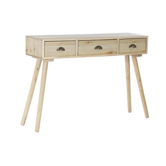 Console Thyann Naturel Bois MDF Rose clair Blue marine (110 x 30 x 78 cm)