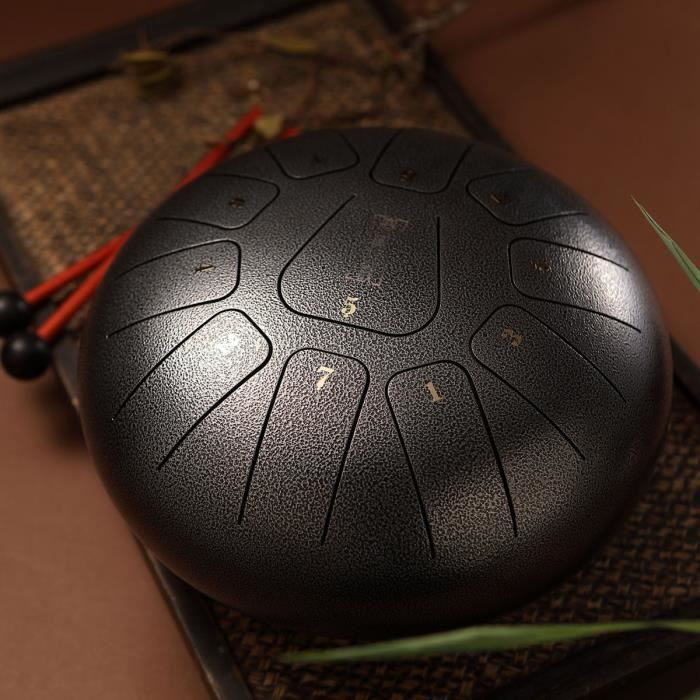 NEUFU 12'' Kit Aquadrum Air Tongue Drum Tambour de Langue Handpan Main 11 Sons Vintage Argent