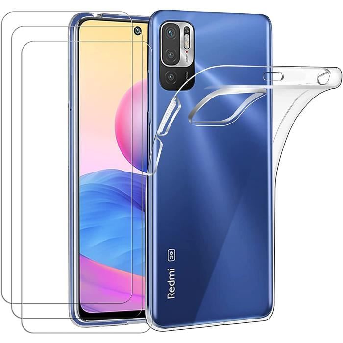 Coque pour Xiaomi Redmi Note 10 5G / Xiaomi Poco M3 Pro 5G, avec Lot de 3 Protection Écran en Verre Trempé, Transparent Étui de Prot