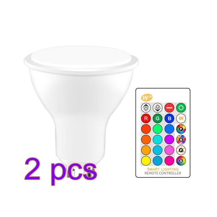 2Pcs 8W RGBW LED Ampoule GU10 Couleur Changement d'ambiance Éclairage LED Lampe Flash Strobe Fade Mode Bar KTV Décoratif Lumières