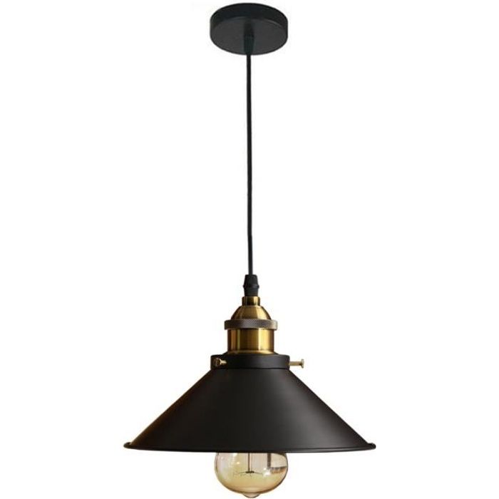 22cm Rétro vintage Suspension Métal Lustre industriel Plafonnier Noir pour éclairage Cuisine,Salle à manger,Salon,