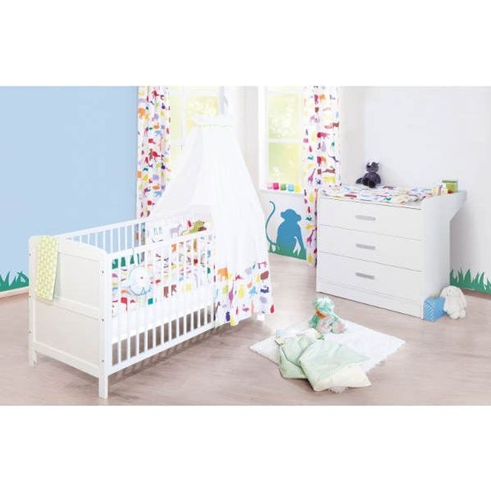 Lit bébé évolutif et commode à langer large Victor