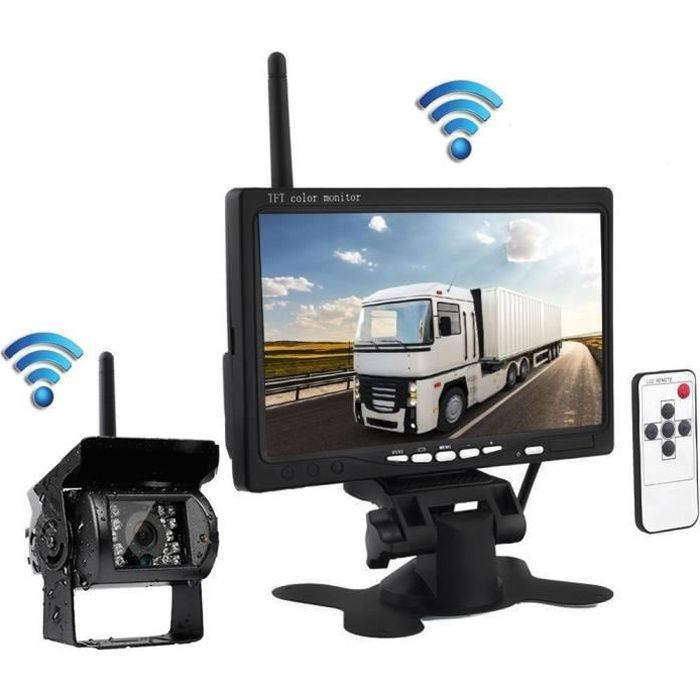 Podofo Sans Fil Caméra de Recul+ 7 Pouces Ecran de Caméra de Voiture pour RV Remorque Camion Bus Camping-car Véhicule Agricole Van