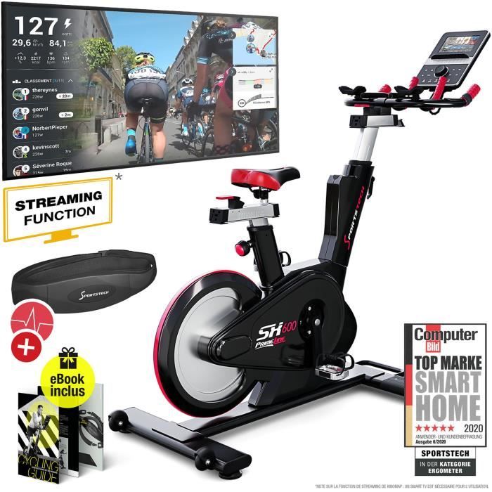 Sportstech SX600 Elite Indoor Cycle Bike avec la Console Intelligente Android, système de freinage magnétique