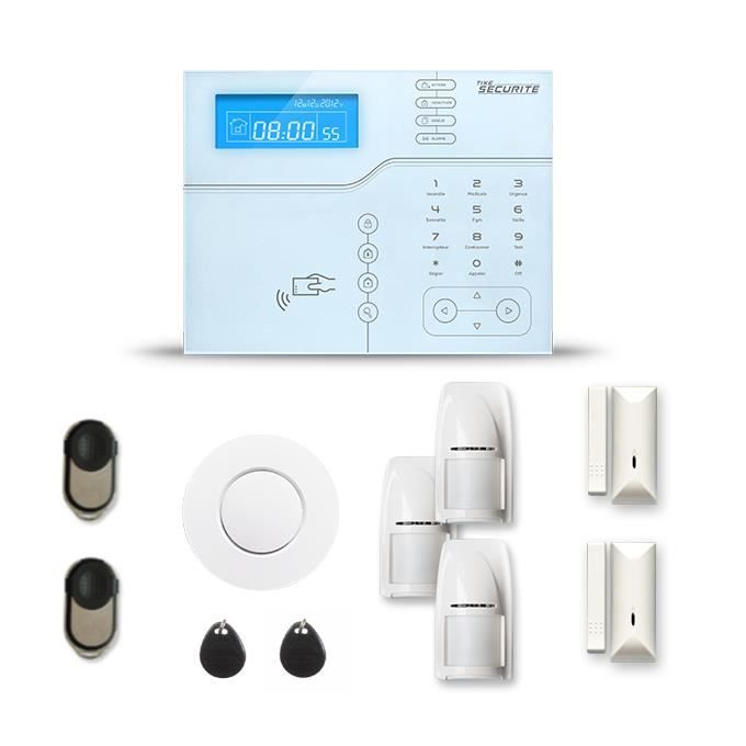 Alarme maison sans fil SHB V2 2 à 3 pièces mouvement + intrusion + détecteur de fumée - Avec GSM