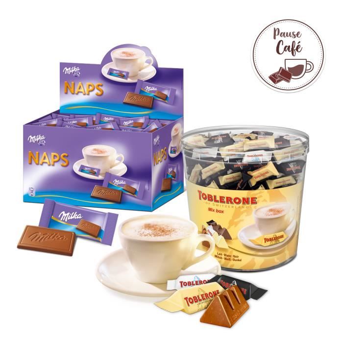 Accompagnement de café - Milka Naps & Minis Toblerone - Chocolat au lait, noir et blanc - Format Pratique