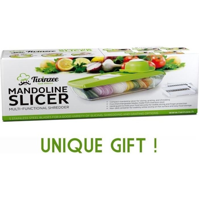 Mandoline de cuisine professionnelle 5 en 1 - Coupe légume -Twinzee