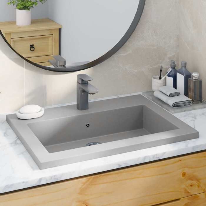 vidaXL Lavabo en granit 600 x 450 x 120 mm Gris