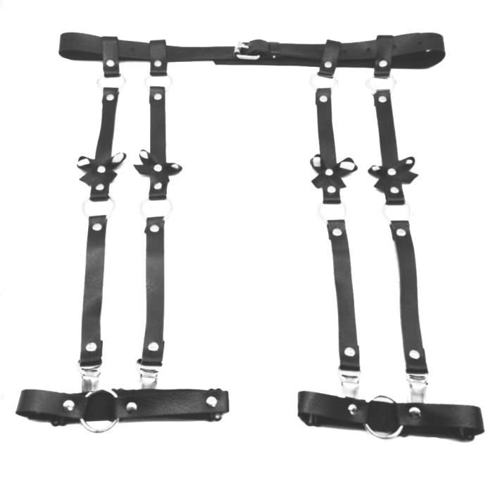 1 pc Jambe Jarretière Robuste En Cuir PU Réglable 2 Rangées Porte-Jarretelles Harnais Jarretelles Taille pour BRACELET DE FORCE