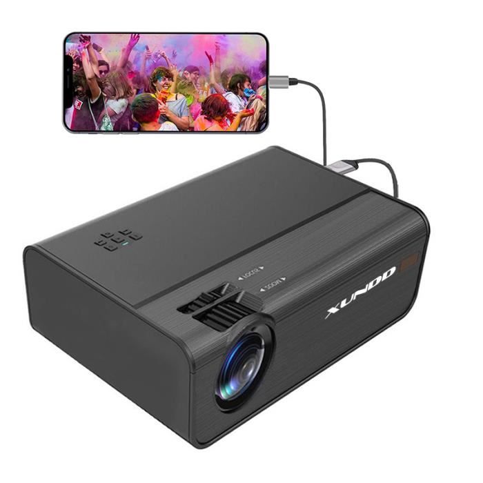 Mini Vidéoprojecteur Projecteur XUNDD HD 1080P Supporte, avac un Écran, 4500 Lumens, Home Cinéma pour Phones HDMI VGA AV USB