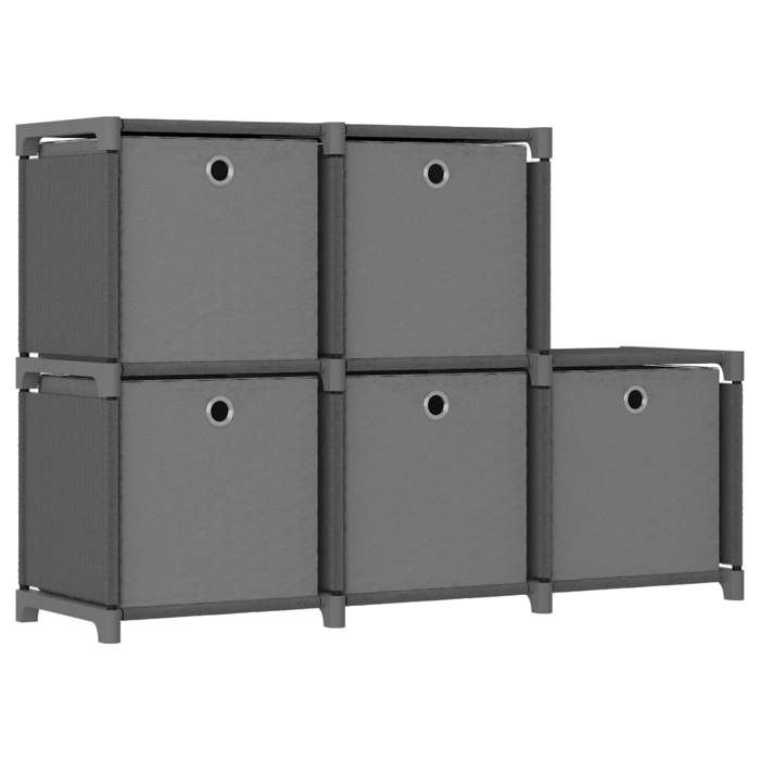 SALE 2025Bibliothèque Moderne - Meuble Étagère daffichage 5 cubes et boîtes Gris 103x30x725 cm Tissu41 Kg 8227