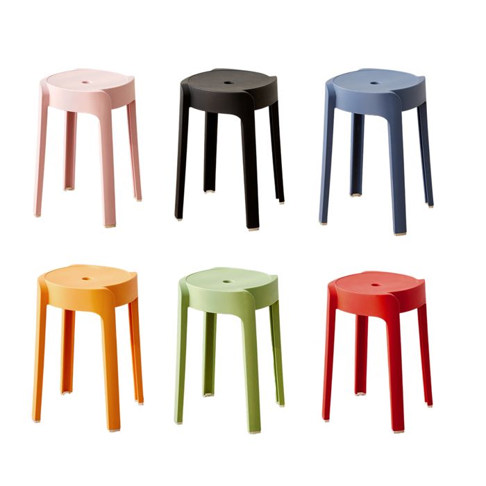 Tabourets Empilables GOPLUS Lot De 6 - Siège Plastique Noir Avec Cadre Métal - Capacité 100kg