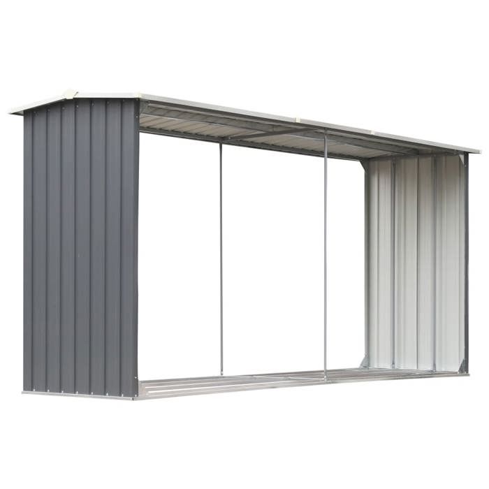 Abri de stockage de bois/porte-bûches vidaxl Acier galvanisé 330x92x153 cm Gris a22