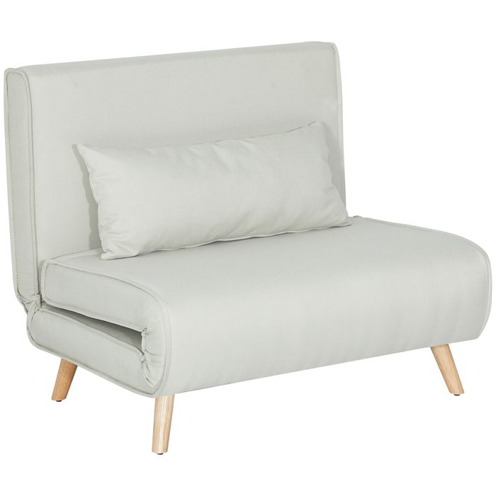 Canapé-lit 1 place - HOMCOM - dossier réglable coussin inclus et pieds pliables - charge 120 kg - blanc