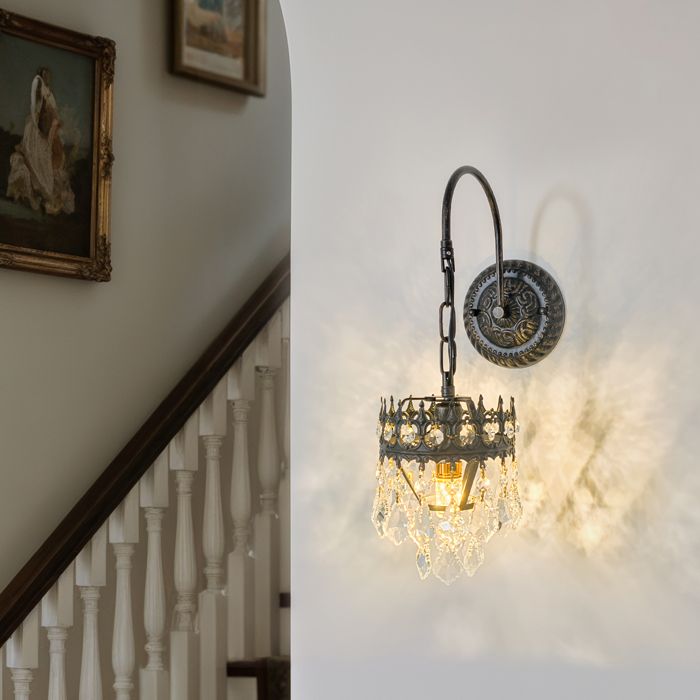 Applique Murale en Cristal Luxueuse - Luminaire Mural Intérieur en Forme de Couronne - Éclairage LED Réglable