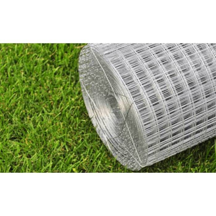 Grillage pour volière acier galvanisé - MEUBLECHIC - 10x1 m - Argenté - Mailles carrées 12x12 mm