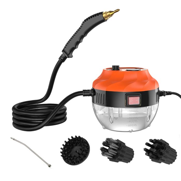 Nettoyeur vapeur haute puissance 2800 W 6 réglages de vapeur nettoyeur vapeur portatif + embout flexible (orange/noir) - Zurabini