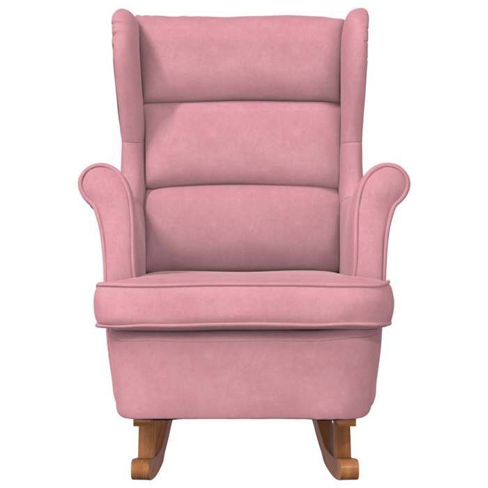 Fauteuil Allaitement - Rose - Fauteuil à bascule à oreilles - 100 % polyester - en velours rose bois massif 74x90x102 cm F1608