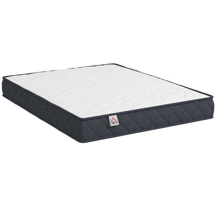 Matelas - HOMCOM - 140x190cm - fermeté moyenne - mousse découpée en vagues bords renforcés - mousse à mémoire de forme - blanc gris Matelas - HOMCOM - 140x190cm - fermeté moyenne - mousse découpée en vagues bords renforcés - mousse à mémoire de forme - blanc gris