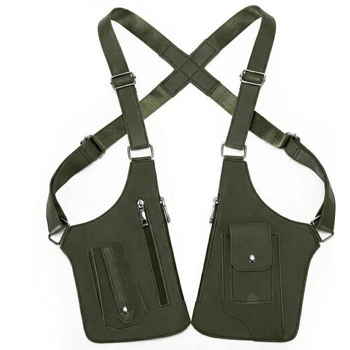 Sac à bandoulière double pour homme sac antivol avec doubles bretelles harnais antivol pour homme en cuir harnais antivol - vert