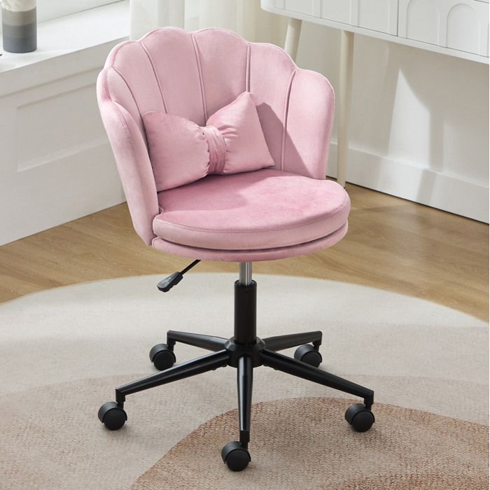 Chaise design moderne avec dossier en forme de pétale et coussin lombaire papillon réglable en hauteur