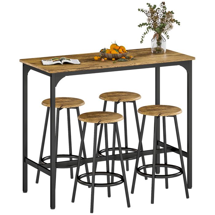 CollaHausse Ensemble Table de Bar et 4 Tabourets Meubles Hauts avec Table de 110 x 50 x 895 cm et Tabourets de Ø30 x 605 cm