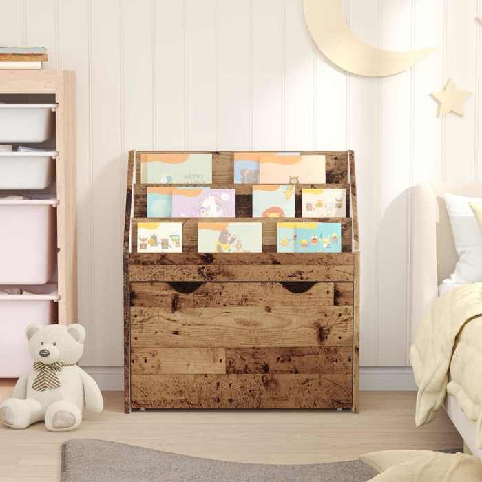 Meuble Rangement - HAOSHOP - Bibliothèque pour enfants Bois ancien 60 x 295 x 69 cm&01_42510