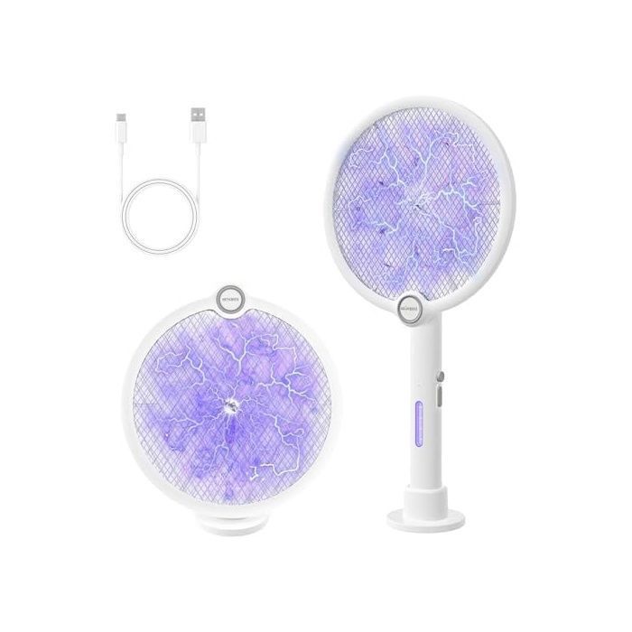 Glückluz Raquette TueMoustiques 2 en 1 ÉlectriqueLampe AntiMoustiques Auto UV+Mode Manuel Batterie Rechargea LAMPE ANTIINSECTE